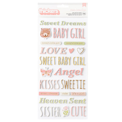 Hello Little Girl Thickers Phrase / Pegatinas Frases Hola Pequeña Stickers American Crafts