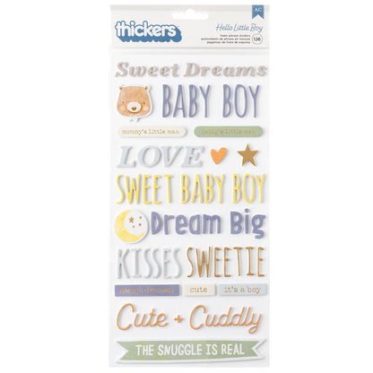 Hello Little Boy Puffy Stickers / Frases en 3D Decorativas Stickers American Crafts