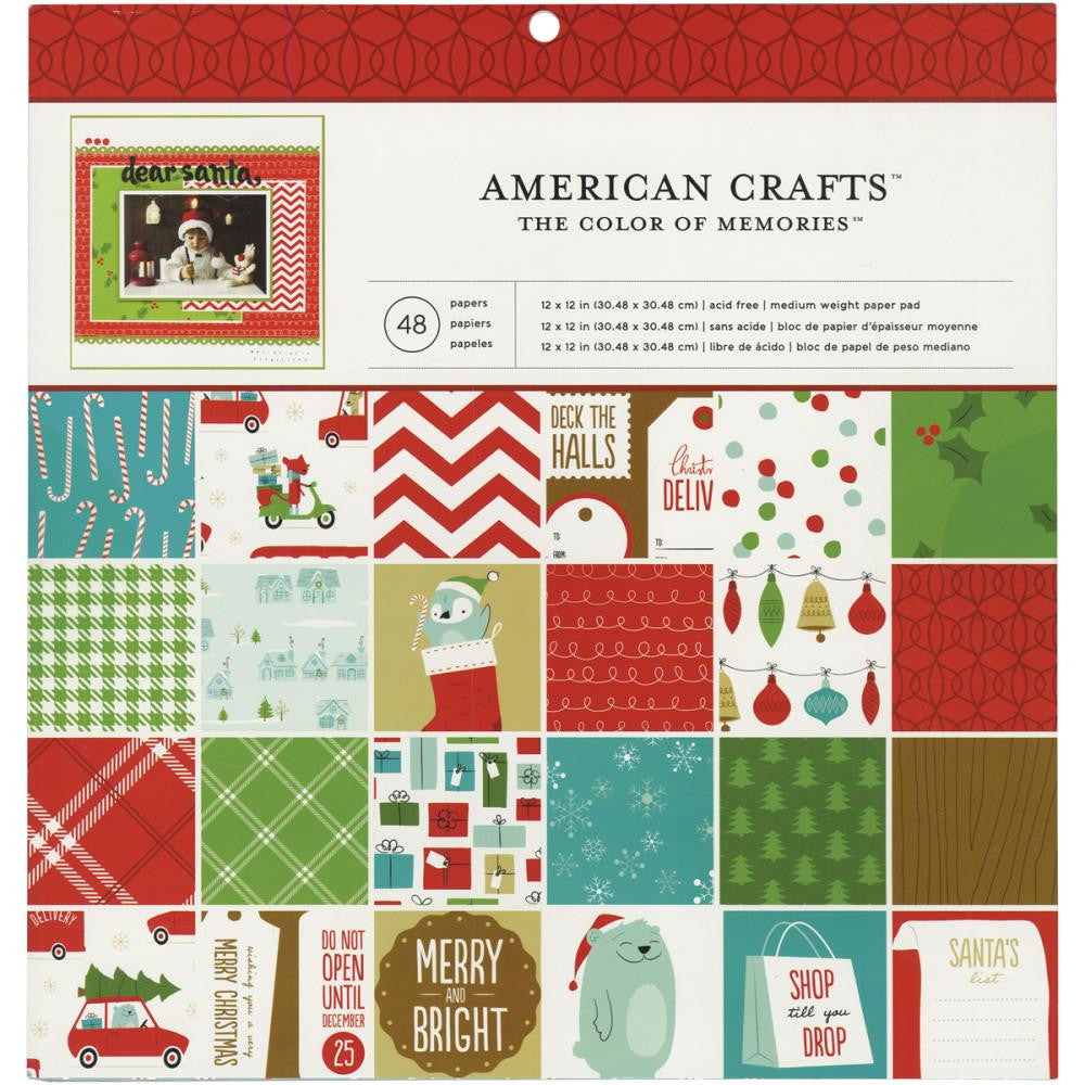 Be Merry Paper Pad / Block De Papel Navideño 48 Hojas Descontinuado American Crafts