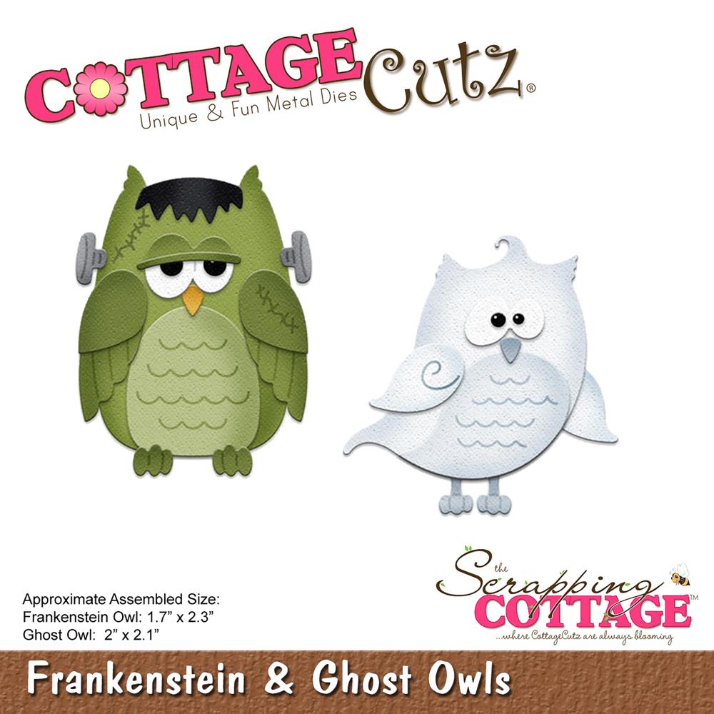 Frankenstein &amp; Ghost Owls Die /  Suaje de Búhos Dados de Corte / Suajes / Troqueles Cottage Cutz