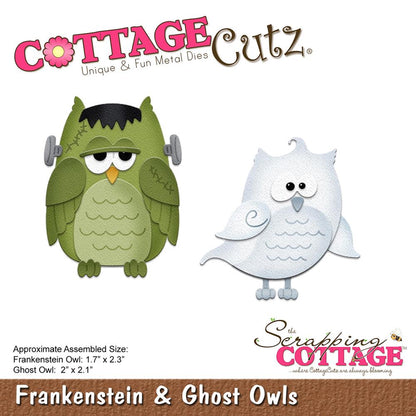 Frankenstein &amp; Ghost Owls Die /  Suaje de Búhos Dados de Corte / Suajes / Troqueles Cottage Cutz