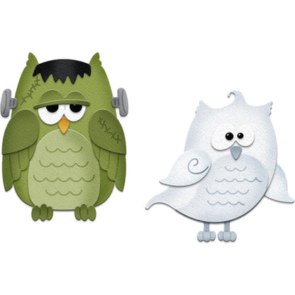 Frankenstein &amp; Ghost Owls Die /  Suaje de Búhos Dados de Corte / Suajes / Troqueles Cottage Cutz