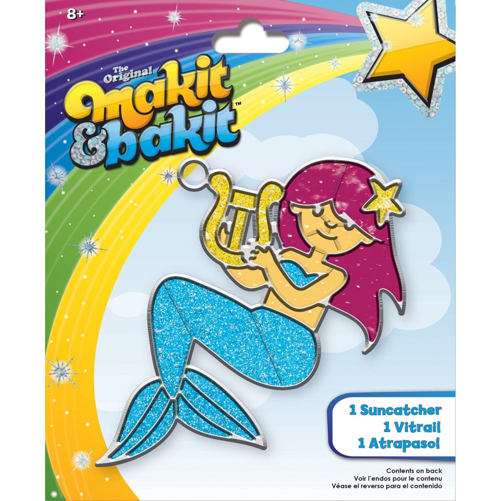 Makit &amp; Bakit Suncatcher Kit Mermaid / Kit Vitral de Sirena Manualidades para Niños Colorbok