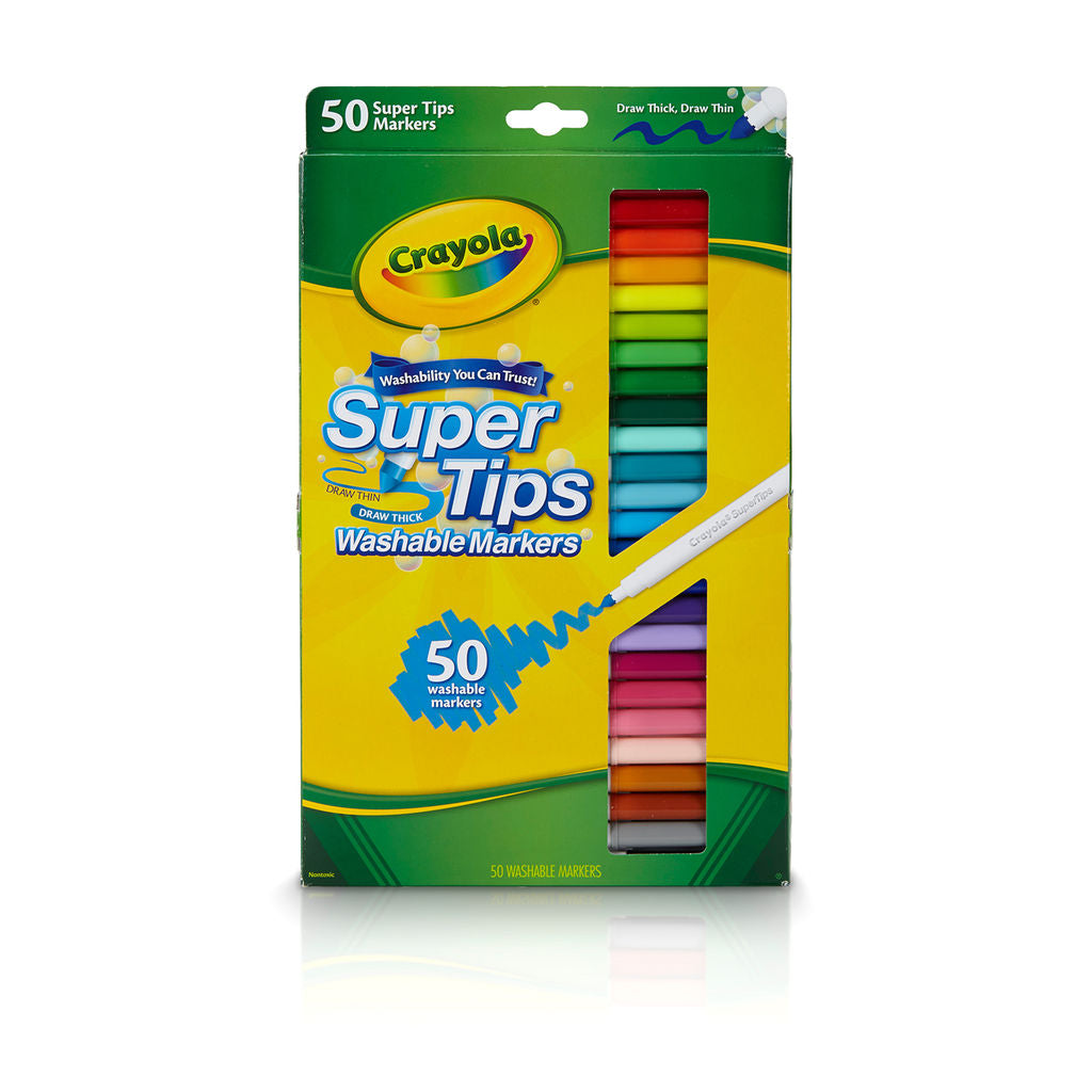 Crayola - Washable Super Tips Markers / Marcadores de Agua Set de 50 Marcadores &amp; Plumones Crayola