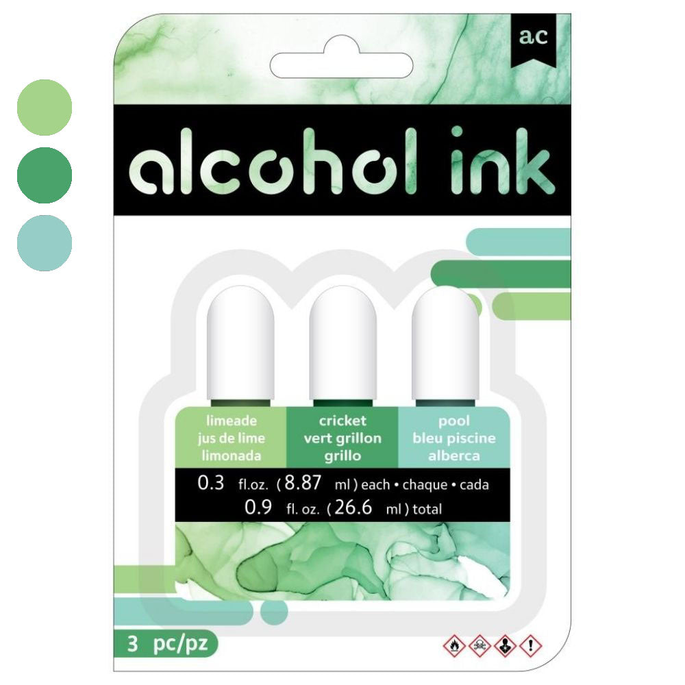 Alcohol Inks Pack Limeade / Tintas Alcohol Verdes Tintas al Alcohol American Crafts