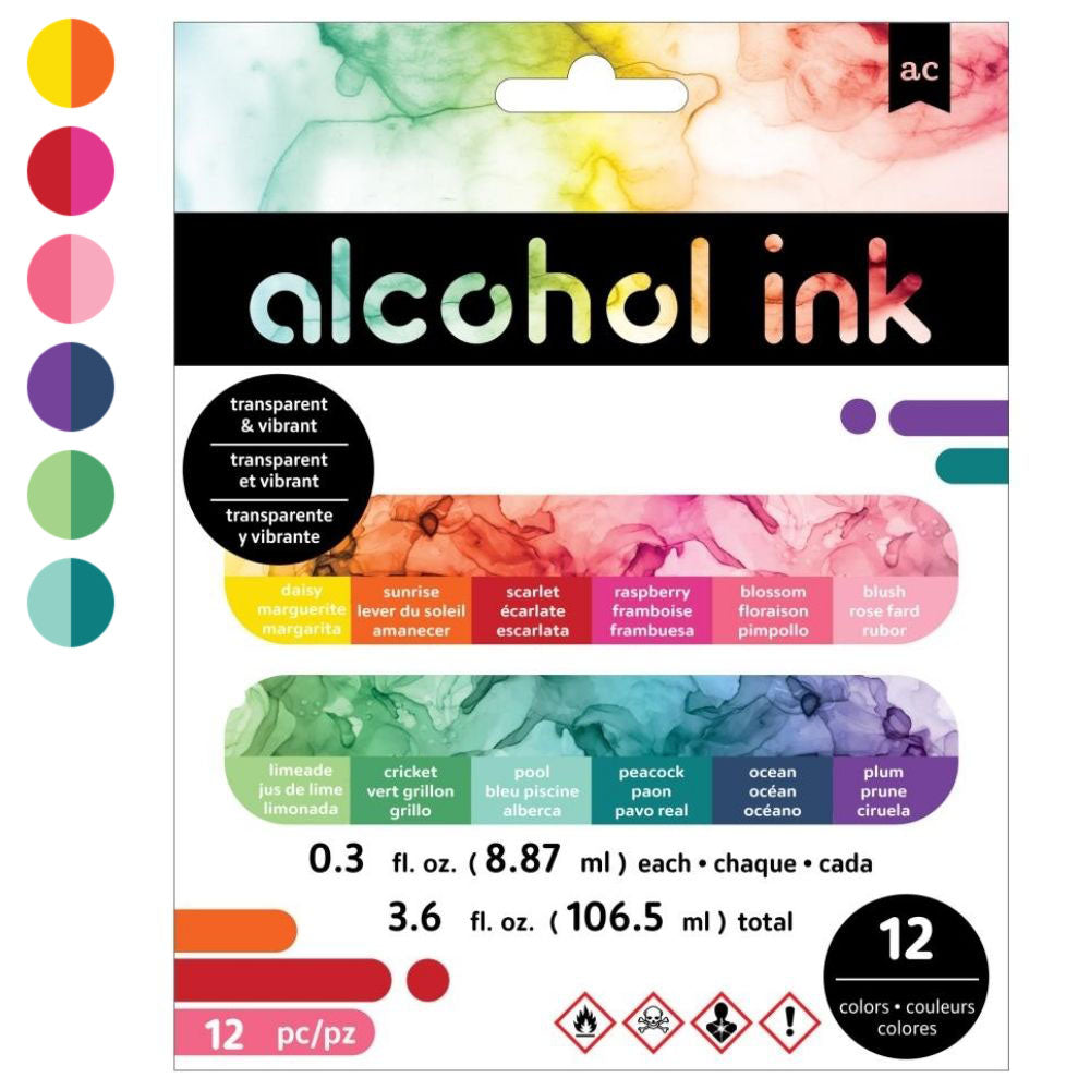 Alcohol Inks 12 Value Pack / Paquete 12 Tintas Alcohol Tintas al Alcohol American Crafts