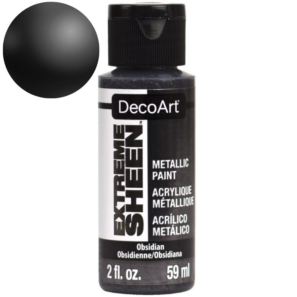 Extreme Sheen Obsidian Acrylic Paint / Pintura Acrílica Negra Metálica Acrìlicos DecoArt