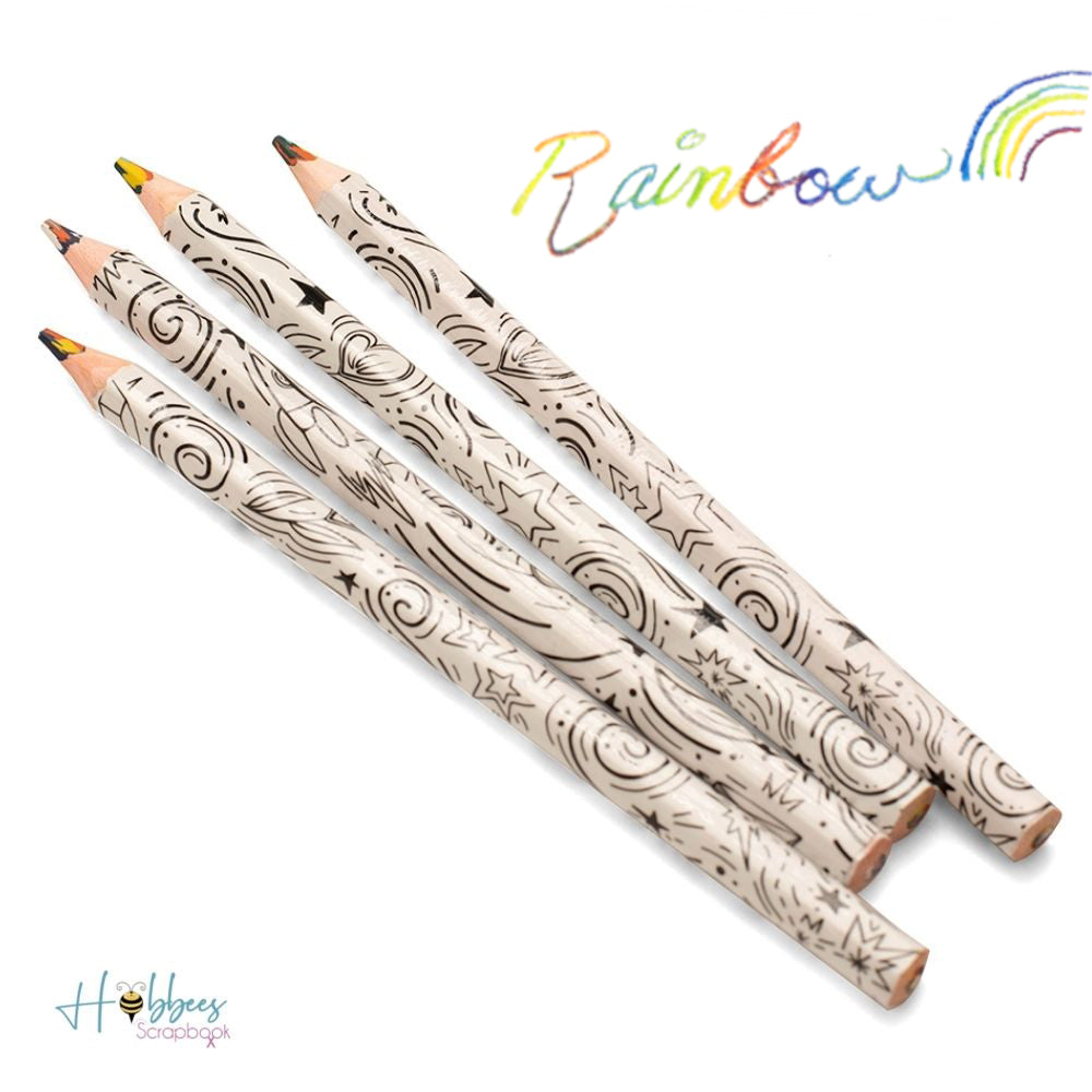 Jumbo Rainbow Swirl Colored Pencils / 4 Lápices de Colores Arcoiris Colores y Plumones Colorbok