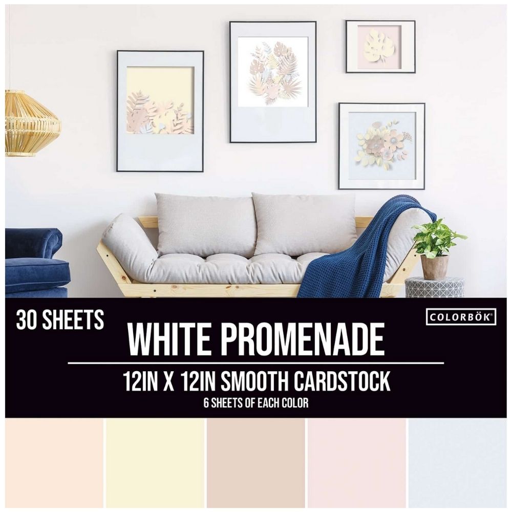 White Promenade Smooth Cardstock / Block de Cartulina Colores Nude 12&quot; Papel Colorbok