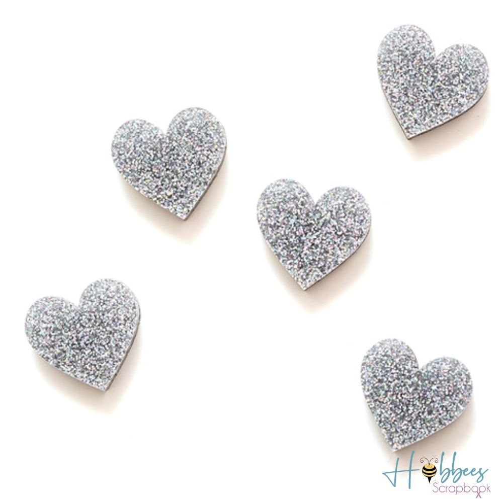 Glitter Hearts / 6 Corazones de Resina Brillantes Stickers Crate Paper