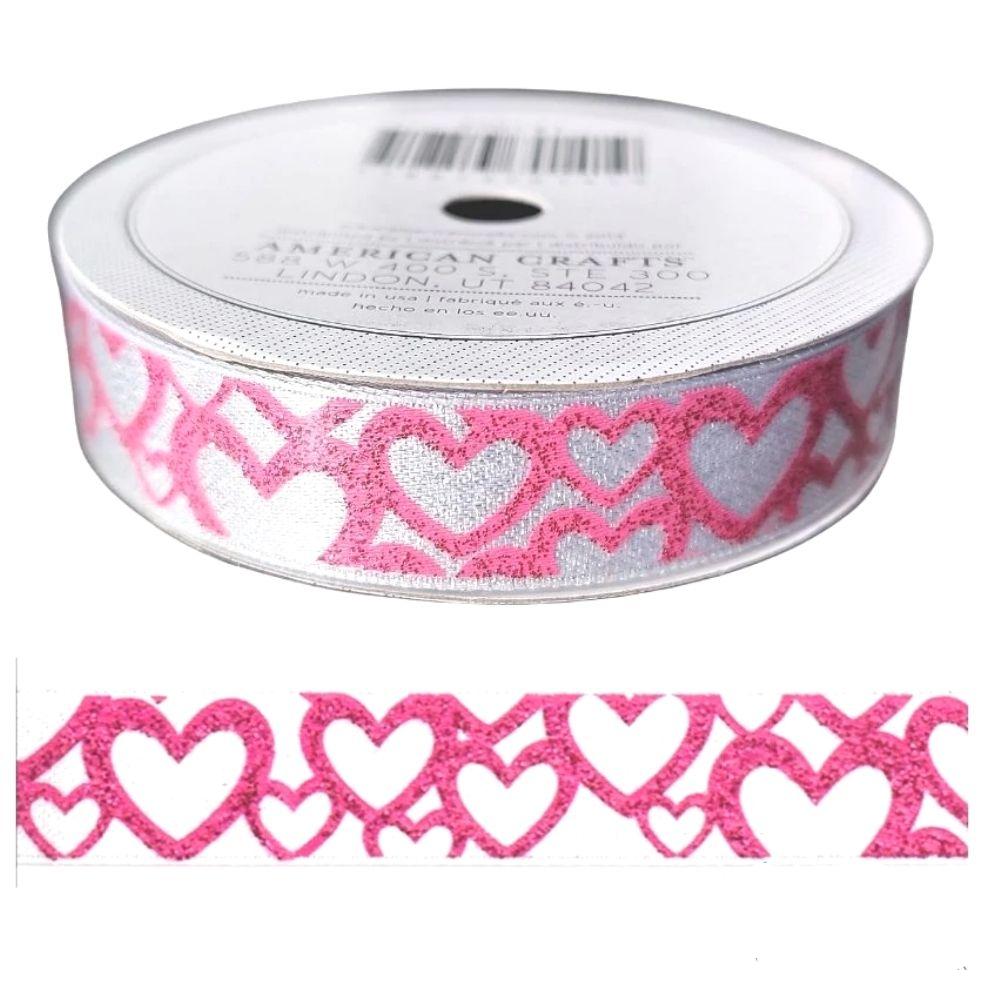 Glitter Ribbon / Listón de Corazones con Glitter Listones e Hilos American Crafts