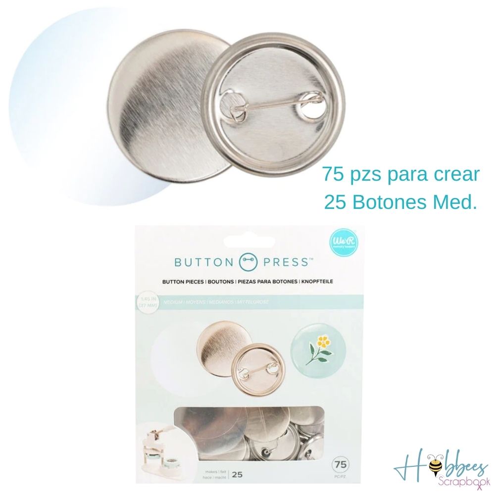 Button Press Medium Pins Refill  / 25 Botones Medianos Personalizables Accesorios We R Memory Keepers