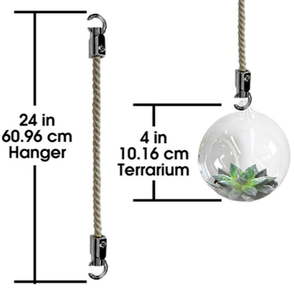 Mini Blown Glass Hanging Terrarium / Terrario Colgante Adornos / Embellishments Hanging Terrarium