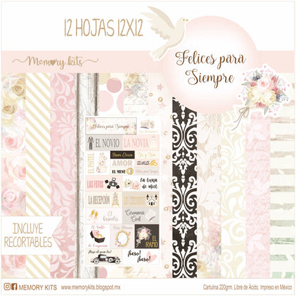 Kit de Papel Cartulina Felices para Siempre Papel Memory Kits