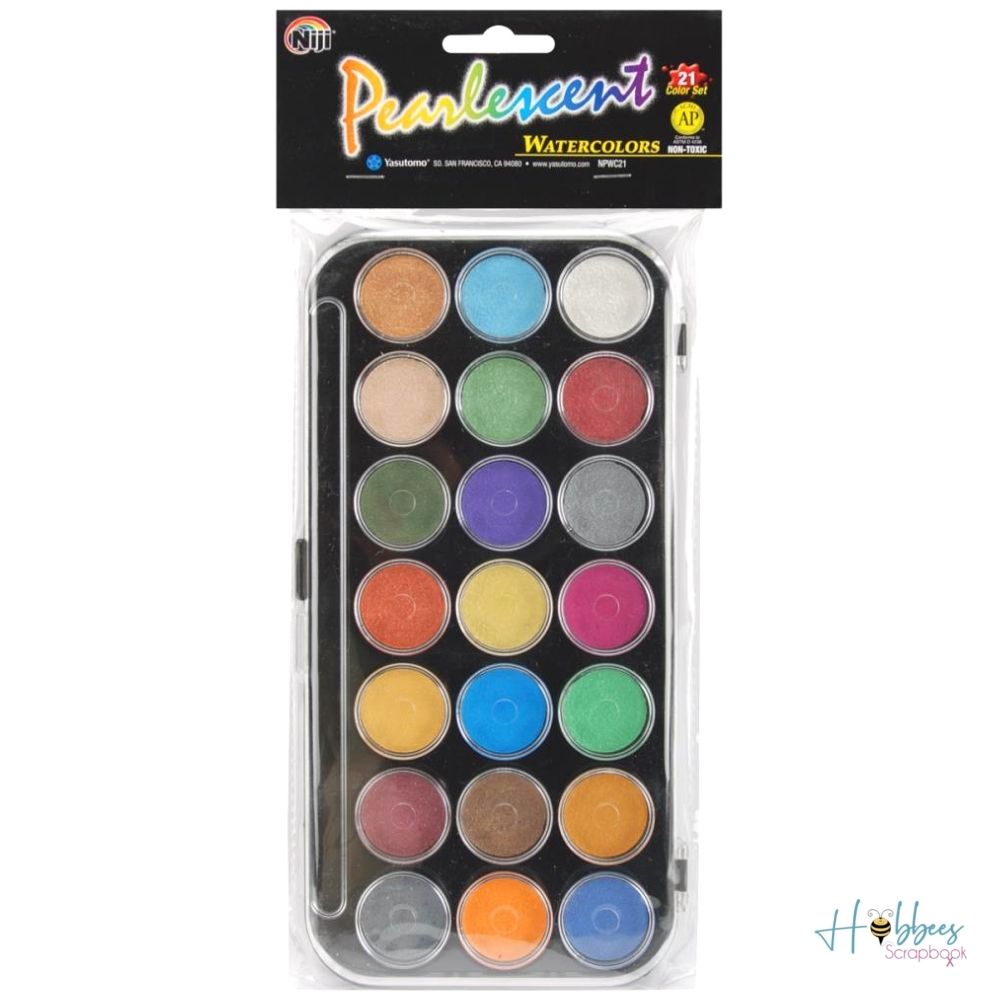 Pearlescent Watercolor Paint Cakes / 21 Acuarelas Aperladas Acuarela Niji