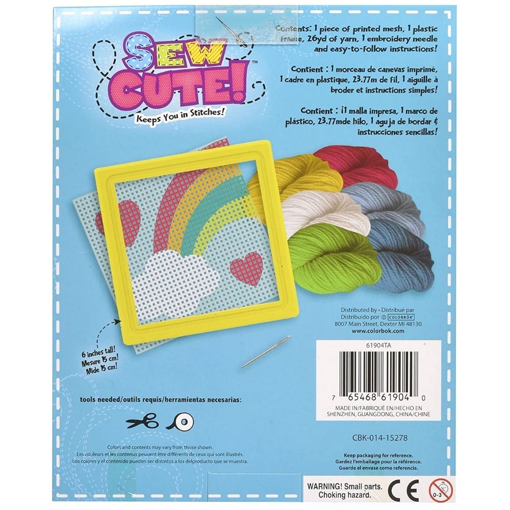 Sew Cute! Rainbow Needlepoint Kit / Kit de Bordado Arcoiris Costura Colorbok