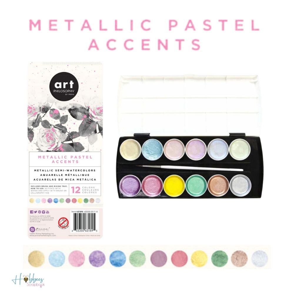 Prima Art Philosophy Metallic Accents Semi-Watercolors 12 Color Set