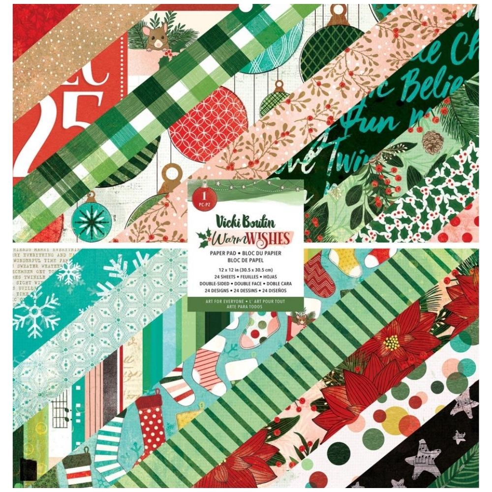 Warm Wishes Paper Pad 12&quot; / Block de Papel Navideño Papel American Crafts