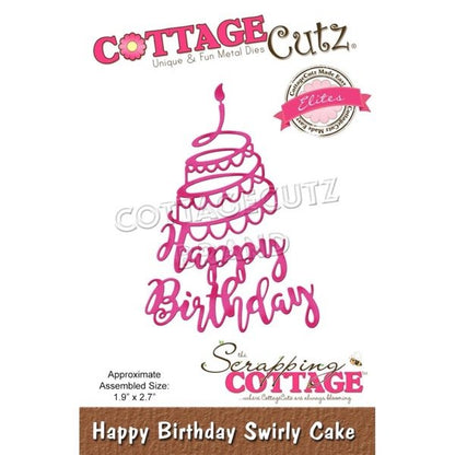 Happy Birthday Swirly Cake Die / Suaje de Feliz Cumpleaños Dados de Corte / Suajes / Troqueles Cottage Cutz