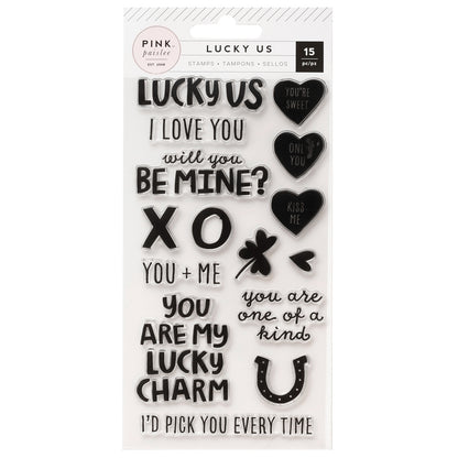 Lucky Us Acrylic Stamps / Sellos de Polímero Sellos Pink Paislee