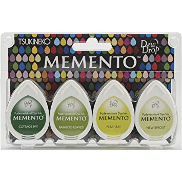 Memento Dew Drop Greenhouse / Paquete de 4 Tintas Memento Verdes Tintas TSUKINEKO