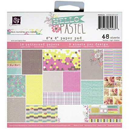 Paper Pad 6&quot; Hello Pastel / Block de Papel 48 Hojas Descontinuado Prima Marketing