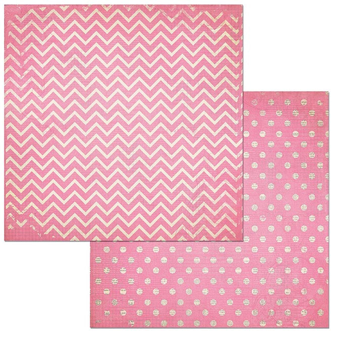 Passion Fruit Chevron Dot Cardstock / Cartulina Textuizada de Puntitos y Zig Zag Doble Cara Papel, Hojas Sueltas BoBunny