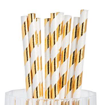 Paper Straws Gold / Popotes de Papel Decorativo Dorados Fiestas American Crafts