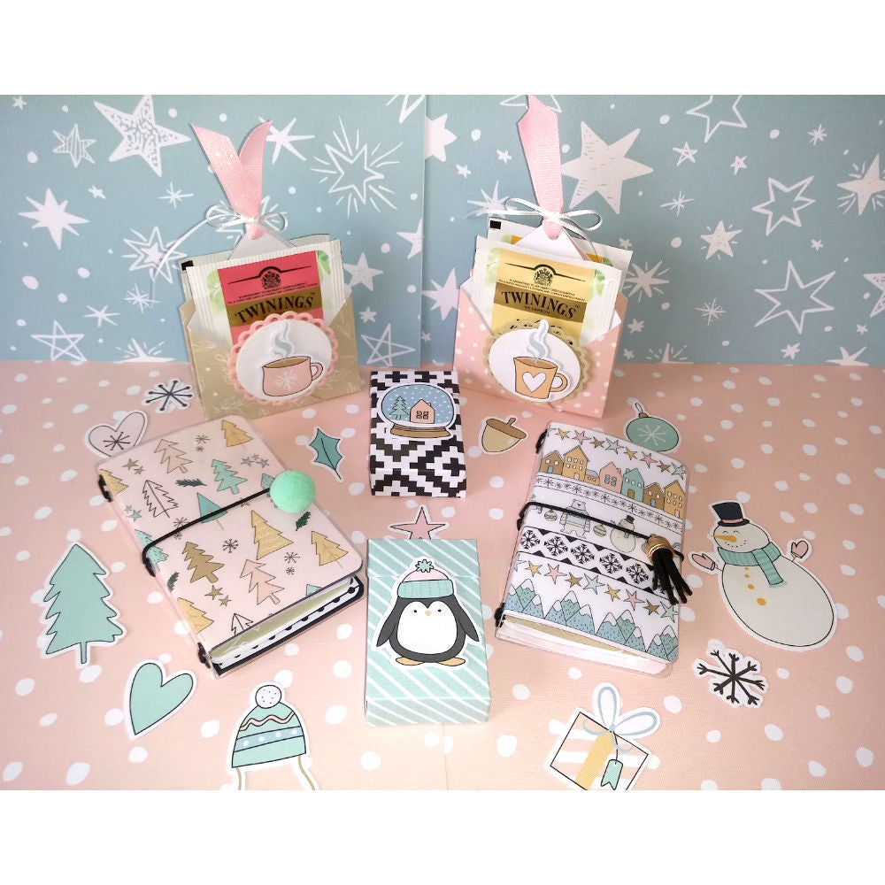 Kit de Papel Cartulina Invierno con Chocolate Papel Memory Kits