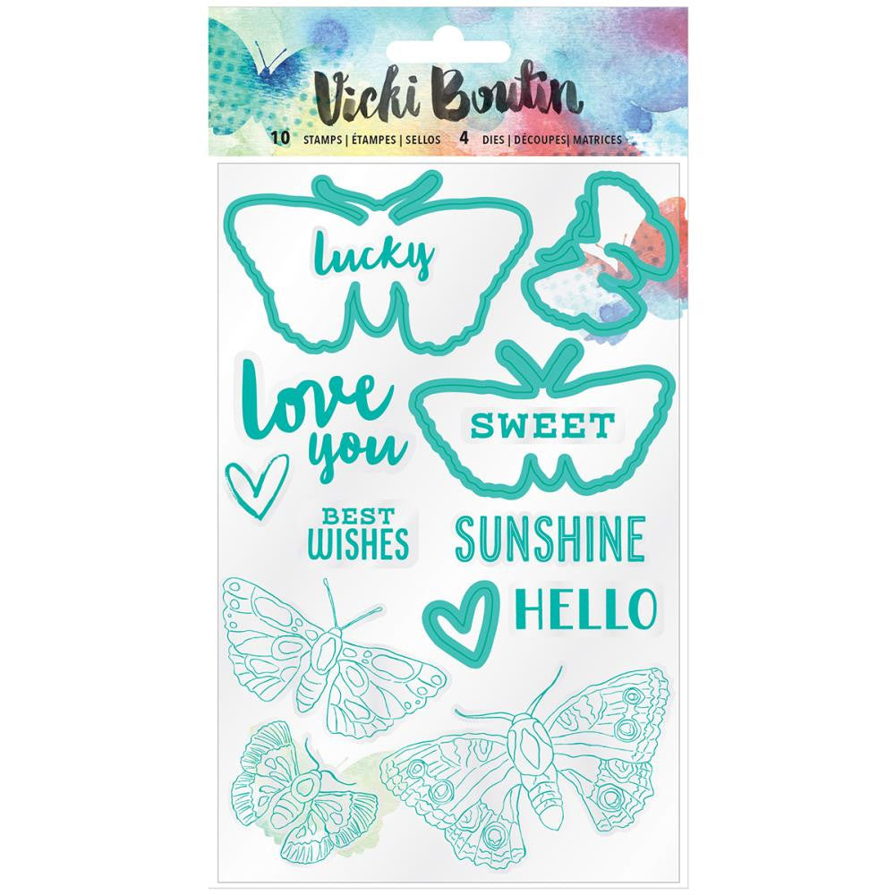 Butterfly Stamps &amp; Dies Set / Kit de Sellos y Suajes de Mariposa Sellos American Crafts