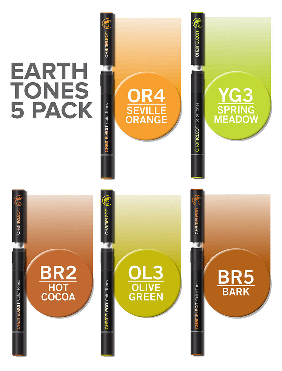 Chameleon Color Tones Markers 5 Pc Earth Tones / Marcadores Camaleon Tierras Marcadores &amp; Plumones Chameleon