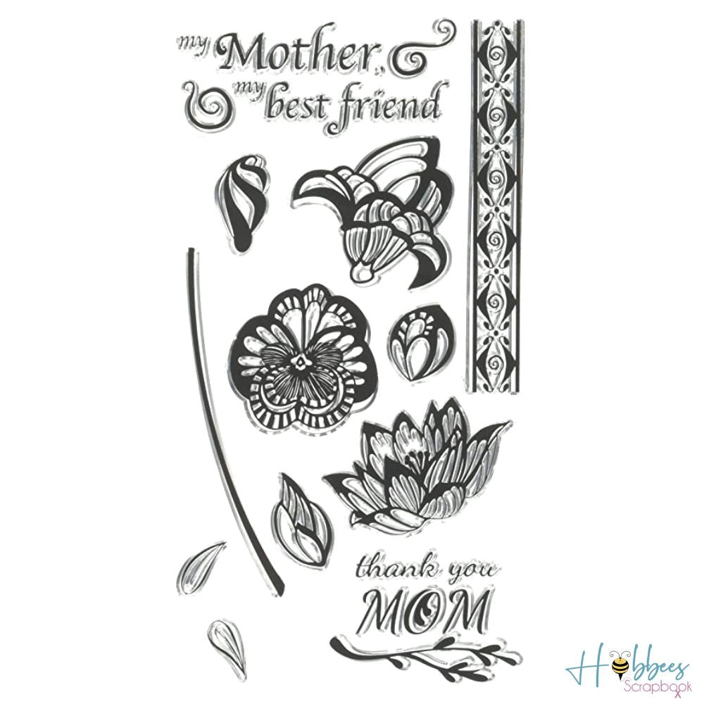 Clear Stamps Mom / Sellos de Polimero Día de la Madre Sellos Sizzix