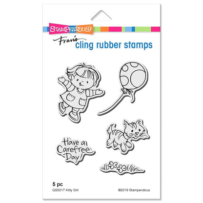 Kitty Girl Cling Stamps / Sellos de Goma Cling de Niña Sellos Stampendous