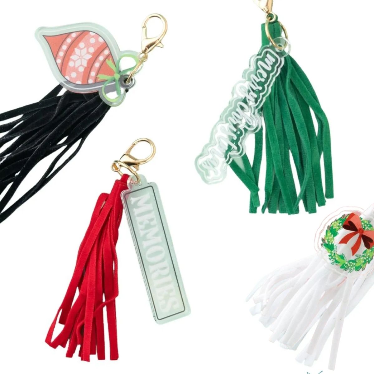 Evergreen &amp; Holly Tassels / 4 Borlas con Charms Adornos / Embellishments American Crafts