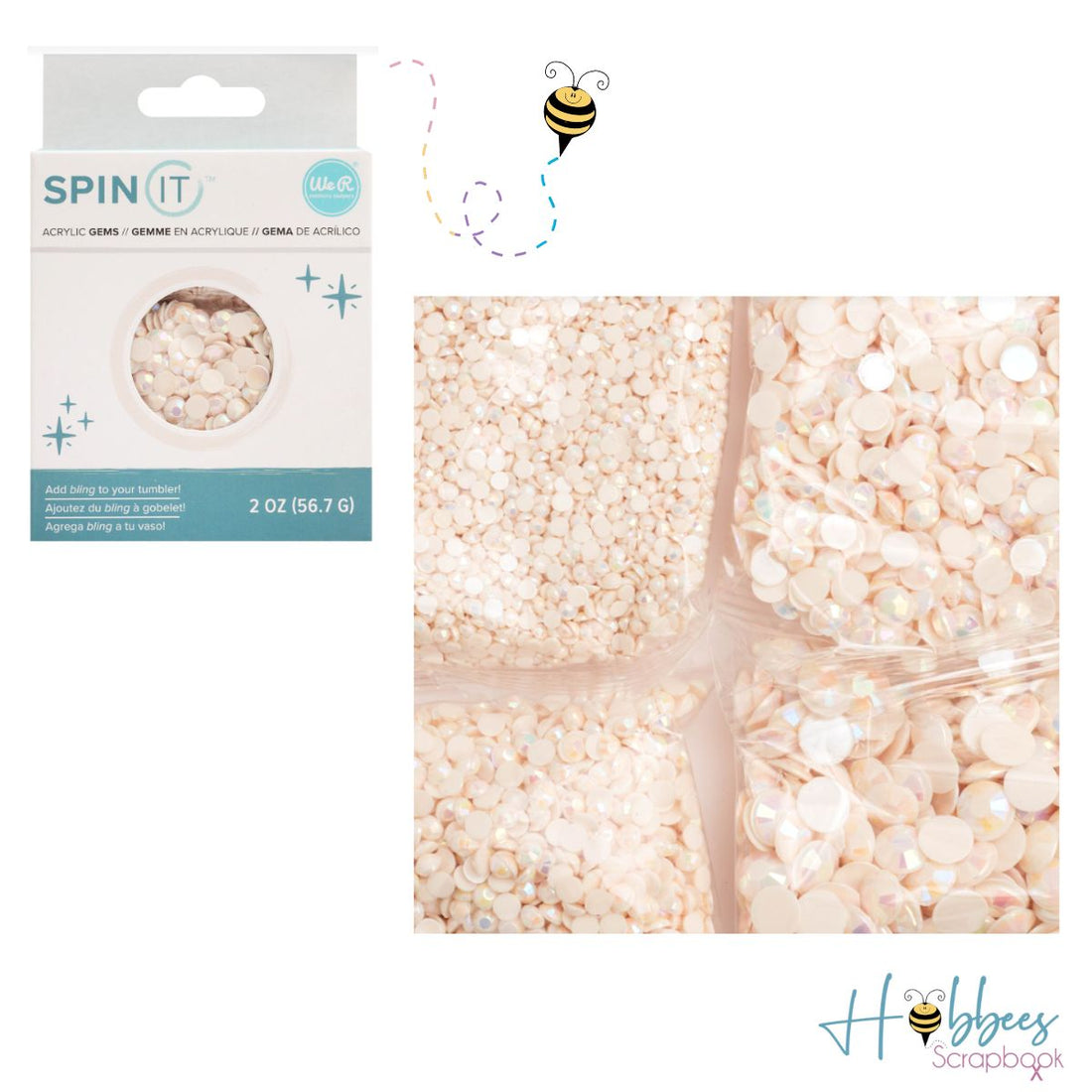 Spin It White Acrylic Gems / Gemas de Acrílico Blanco Accesorios We R Memory Keepers