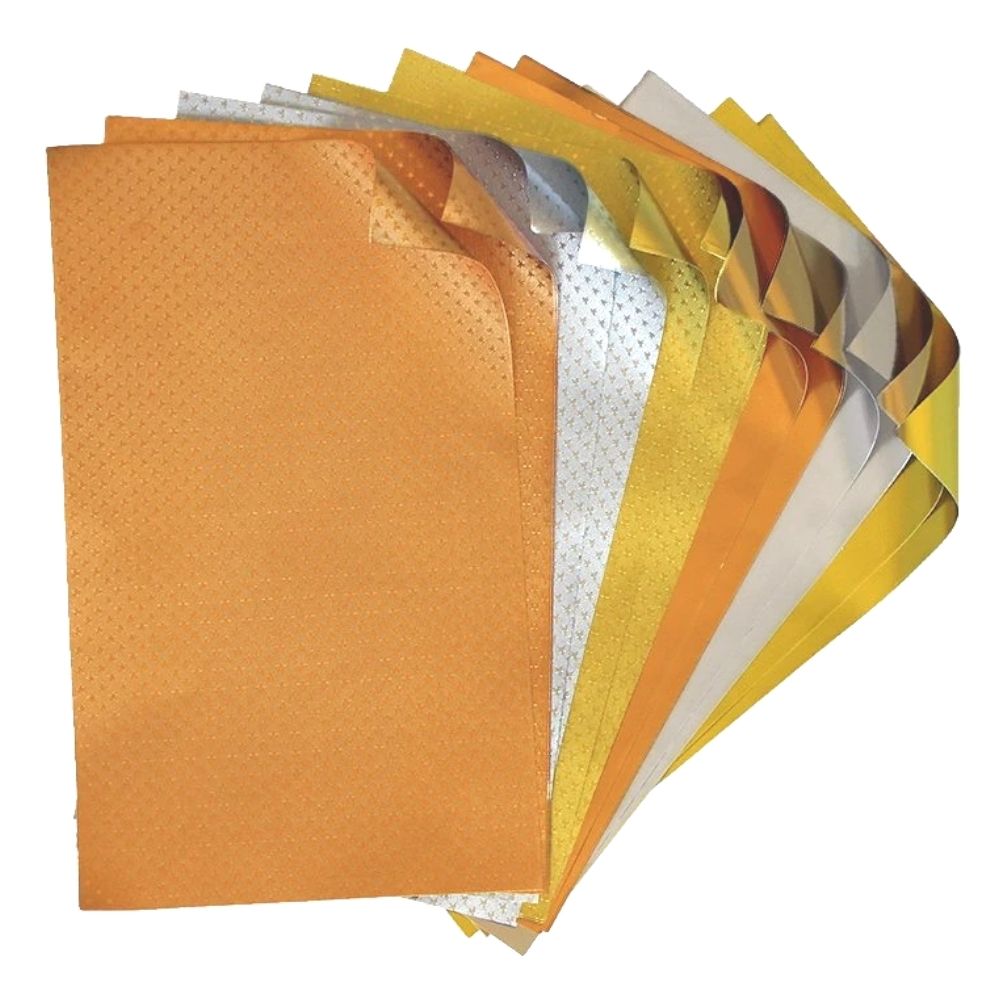 Metallics Foiled Papers 6&quot;x12&quot; / 12 Hojas de Papel Tipo Alumino Doble Cara Metalicos Papel Rinea