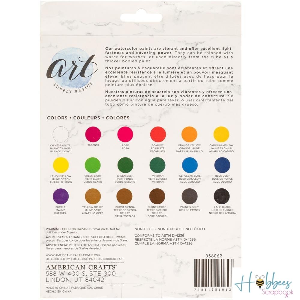 Watercolor / 18 Tubos de Acuarela Acuarela Art Supply Basics