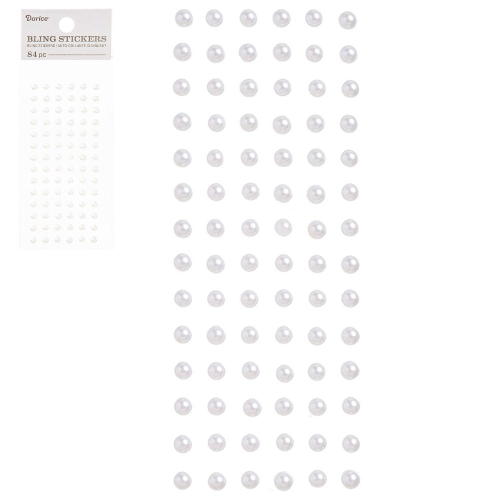 Bling Stickers White Pearl 4mm / Piedritas Adhesivas Blanco Perla Adornos / Embellishments Darice