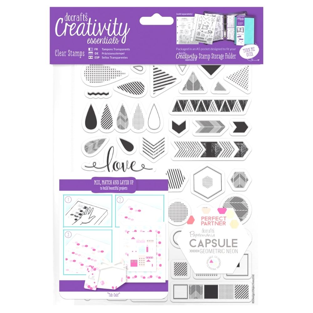 Clear Acrylic Stamps Geometric / Sellos de Polímero Geometria Sellos Docrafts