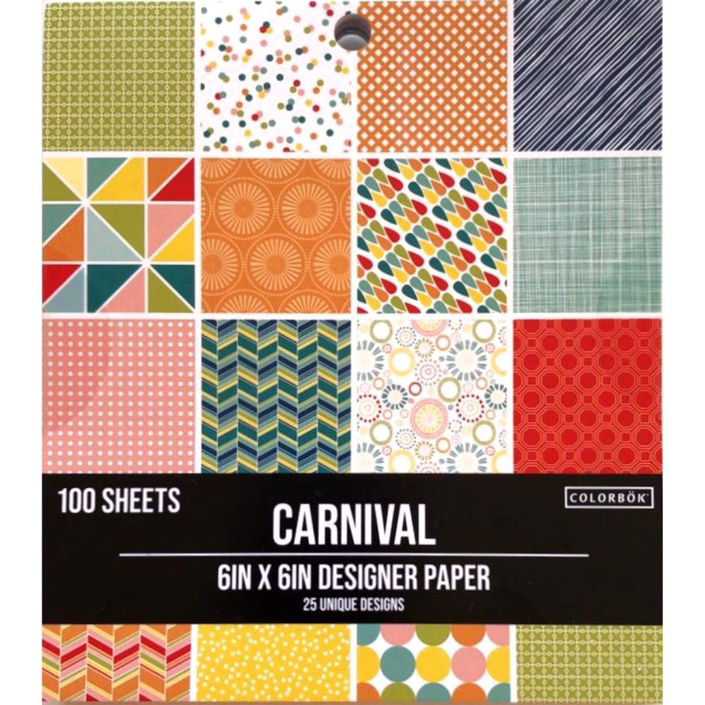 Carnival Designer Paper Cardstock / Block de Paper Carnaval 6 pulgadas Papel Colorbok