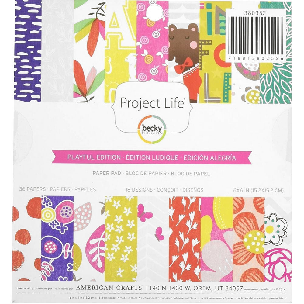 Paper Pad Playful Edition / Papel de Motivos Alegres 6&quot; Papel American Crafts