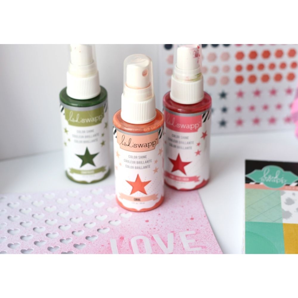 Color Shine Pack 1  / Kit de 6 Tintas en Spray con Brillitos Pintura y Medios Mixtos Heidi Swapp