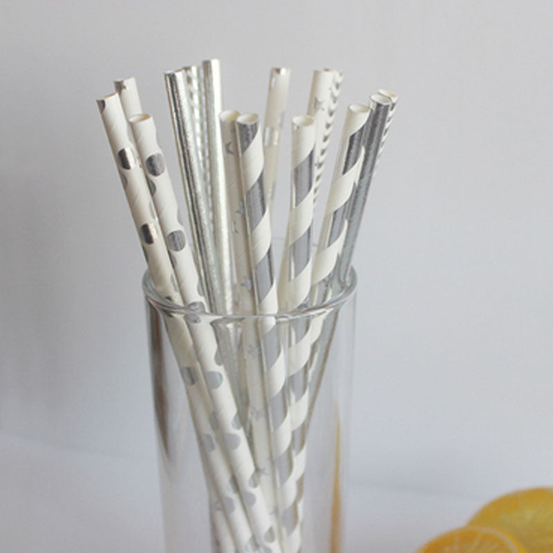 Paper Straws Silver / Popotes de Papel Decorativo Plateados Adornos / Embellishments American Crafts