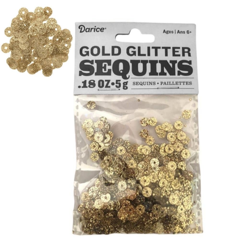 Gold Glitter Sequins / Lentejuelas Planas Doradas Brillantes Adornos / Embellishments Darice