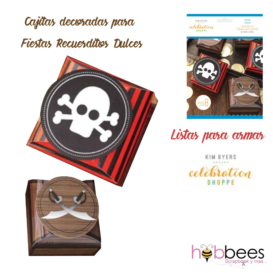 Favor Box Kit Pirate 32 pc / Set de Cajitas de Recuerdo para Niños de Calavera Cajitas para Armar Darice