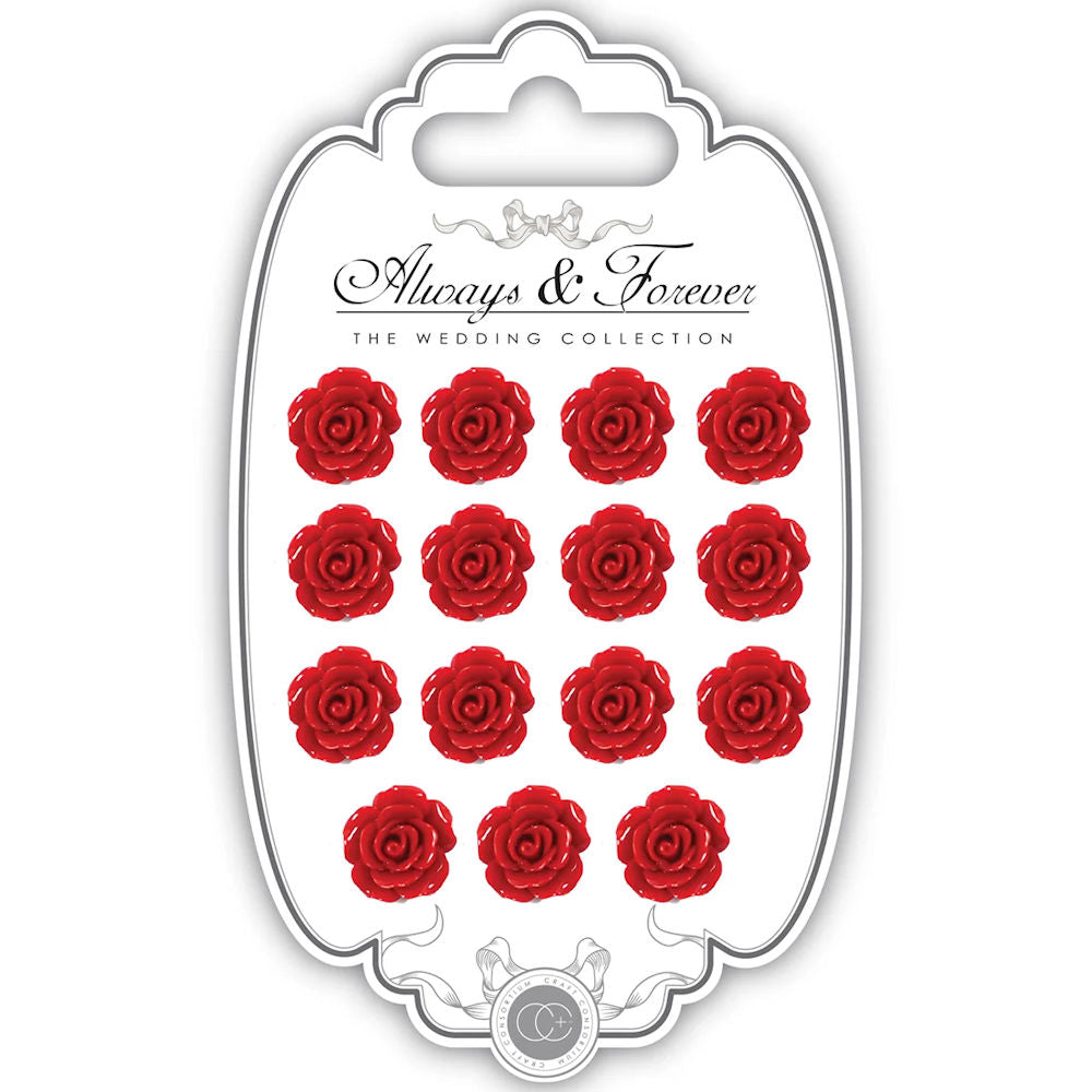 Resin Flowers Rose Red / Mini Rosas de Resina Rojas Adornos / Embellishments Craft Consortium