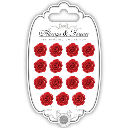 Resin Flowers Rose Red / Mini Rosas de Resina Rojas Adornos / Embellishments Craft Consortium