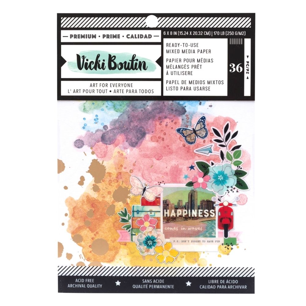 Mixed Media Backgrounds Paper / Block Papel Para Medios Mixtos 6 x 8&quot; Papel Vicki Boutin