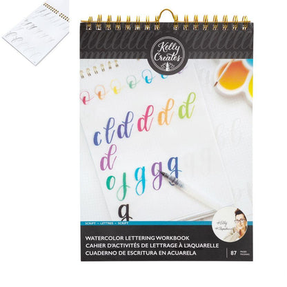 Watercolor Brush Lettering Workbook / Cuaderno de Práctica de Letras Caligrafía con Acuarelas Caligrafía Kelly Creates