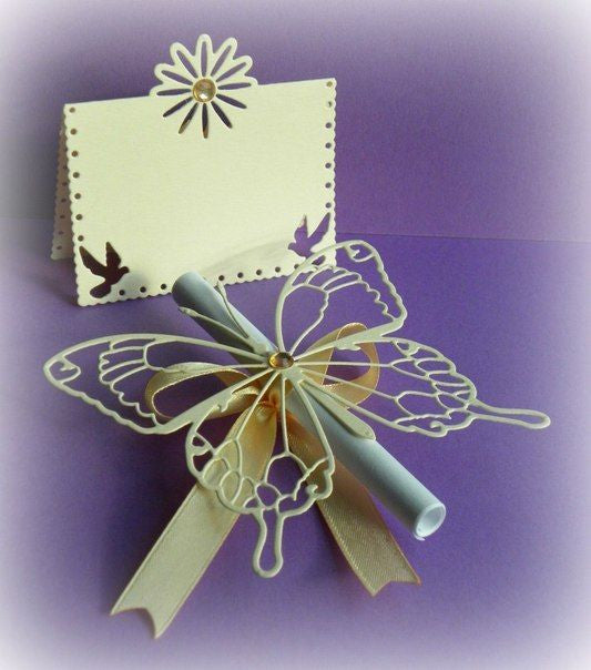 Suaje de Corte de Tarjeta de paloma y flor / flower and dove placecard Dados de Corte / Suajes / Troqueles Cheery Lynn Designs